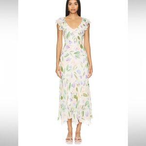 Astr Wisteria Midi Dress in Blue Multi